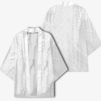 Lotu Tamaiti White Tongan Ngatu Kimono Polynesian Tribal Fonulei Pattern - Polynesian Pride