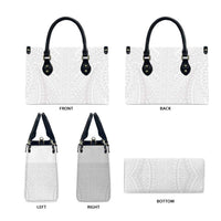 Lotu Tamaiti White Tongan Ngatu Leather Bag Polynesian Tribal Fonulei Pattern - Polynesian Pride