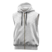 Lotu Tamaiti White Tongan Ngatu Sleeveless Zip Hoodie Polynesian Tribal Fonulei Pattern - Polynesian Pride