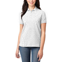 Lotu Tamaiti White Tongan Ngatu Women Polo Shirt Polynesian Tribal Fonulei Pattern LT9 - Polynesian Pride
