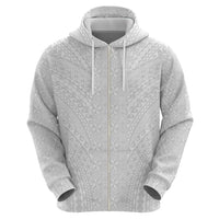 Lotu Tamaiti White Tongan Ngatu Zip Hoodie Polynesian Tribal Fonulei Pattern - Polynesian Pride
