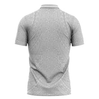Lotu Tamaiti White Tongan Ngatu Zipper Polo Shirt Polynesian Tribal Fonulei Pattern - Polynesian Pride