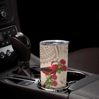 Christmas Hawaii with I'iwi Bird Tumbler Cup Aloha Mele Kalikimaka - Beige Art