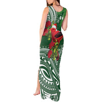 Christmas Hawaii with I'iwi Bird Tank Maxi Dress Aloha Mele Kalikimaka - Green Art