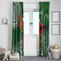 Christmas Hawaii with I'iwi Bird Window Curtain Aloha Mele Kalikimaka - Green Art