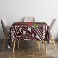 Christmas Hawaii with I'iwi Bird Tablecloth Aloha Mele Kalikimaka - Oxblood Art