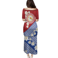 French Polynesia Family Matching Puletasi and Hawaiian Shirt Tahitian Tiare Flowers Tribal LT9 - Polynesian Pride