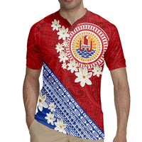 French Polynesia Rugby Jersey Tahitian Tiare Flowers Tribal