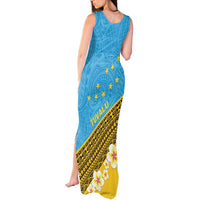 Tuvalu Plumeria Flowers Tank Maxi Dress Polynesian Tribal Pattern