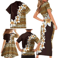 Vintage Hibiscus Turtle Pattern Family Matching Short Sleeve Bodycon Dress and Hawaiian Shirt with Plumeria Half Style LT9 - Polynesian Pride
