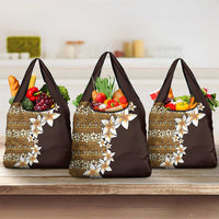 Vintage Hibiscus Turtle Pattern Grocery Bag with Plumeria Half Style