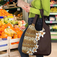 Vintage Hibiscus Turtle Pattern Grocery Bag with Plumeria Half Style