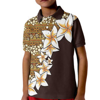 Vintage Hibiscus Turtle Pattern Kid Polo Shirt with Plumeria Half Style