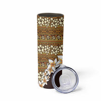 Vintage Hibiscus Turtle Pattern Skinny Tumbler with Plumeria Half Style