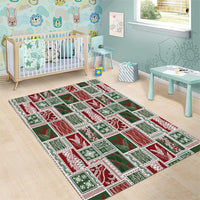 Mele Kalikimaka Hawaiian Quilt and Lei Patchwork Area Rug - Polynesian Pride