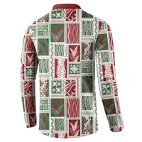 Mele Kalikimaka Hawaiian Quilt and Lei Patchwork Button Sweatshirt - Polynesian Pride
