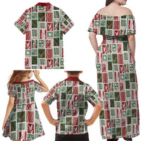 Mele Kalikimaka Hawaiian Quilt and Lei Patchwork Family Matching Off Shoulder Maxi Dress and Hawaiian Shirt - Polynesian Pride