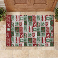 Mele Kalikimaka Hawaiian Quilt and Lei Patchwork Rubber Doormat - Polynesian Pride
