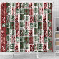 Mele Kalikimaka Hawaiian Quilt and Lei Patchwork Shower Curtain - Polynesian Pride