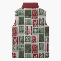 Mele Kalikimaka Hawaiian Quilt and Lei Patchwork Sleeveless Puffer Jacket - Polynesian Pride