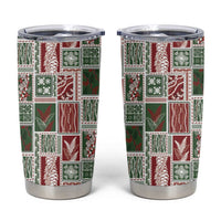 Mele Kalikimaka Hawaiian Quilt and Lei Patchwork Tumbler Cup - Polynesian Pride