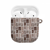 Vintage Aloha Block Quilt AirPods Case Beige Inspired Lei Motifs - Polynesian Pride