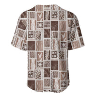 Vintage Aloha Block Quilt Baseball Jersey Beige Inspired Lei Motifs - Polynesian Pride