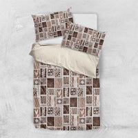 Vintage Aloha Block Quilt Bedding Set Beige Inspired Lei Motifs - Polynesian Pride