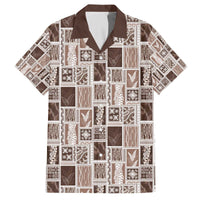 Vintage Aloha Block Quilt Family Matching Off The Shoulder Long Sleeve Dress and Hawaiian Shirt Beige Inspired Lei Motifs LT9 Dad's Shirt - Short Sleeve Beige - Polynesian Pride