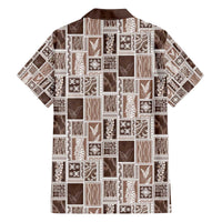 Vintage Aloha Block Quilt Family Matching Off The Shoulder Long Sleeve Dress and Hawaiian Shirt Beige Inspired Lei Motifs LT9 - Polynesian Pride