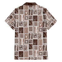 Vintage Aloha Block Quilt Family Matching Off Shoulder Maxi Dress and Hawaiian Shirt Beige Inspired Lei Motifs LT9 - Polynesian Pride
