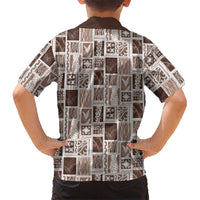 Vintage Aloha Block Quilt Family Matching Off Shoulder Short Dress and Hawaiian Shirt Beige Inspired Lei Motifs LT9 - Polynesian Pride