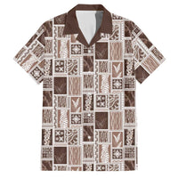 Vintage Aloha Block Quilt Family Matching Off Shoulder Short Dress and Hawaiian Shirt Beige Inspired Lei Motifs LT9 Dad's Shirt - Short Sleeve Beige - Polynesian Pride