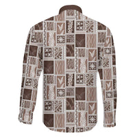 Vintage Aloha Block Quilt Family Matching Off Shoulder Short Dress and Hawaiian Shirt Beige Inspired Lei Motifs LT9 - Polynesian Pride