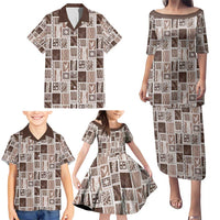 Vintage Aloha Block Quilt Family Matching Puletasi and Hawaiian Shirt Beige Inspired Lei Motifs LT9 - Polynesian Pride