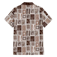 Vintage Aloha Block Quilt Family Matching Short Sleeve Bodycon Dress and Hawaiian Shirt Beige Inspired Lei Motifs LT9 - Polynesian Pride