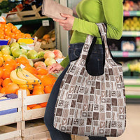 Vintage Aloha Block Quilt Grocery Bag Beige Inspired Lei Motifs - Polynesian Pride