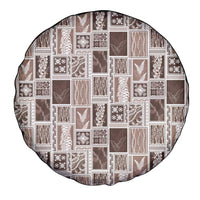 Vintage Aloha Block Quilt Spare Tire Cover Beige Inspired Lei Motifs - Polynesian Pride