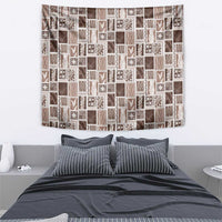 Vintage Aloha Block Quilt Tapestry Beige Inspired Lei Motifs - Polynesian Pride