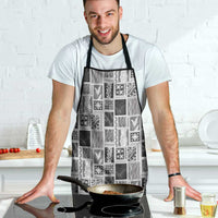 Vintage Aloha Block Quilt Apron Black Inspired Lei Motifs - Polynesian Pride