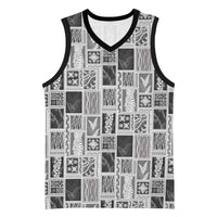 Vintage Aloha Block Quilt Basketball Jersey Black Inspired Lei Motifs - Polynesian Pride