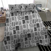 Vintage Aloha Block Quilt Bedding Set Black Inspired Lei Motifs - Polynesian Pride