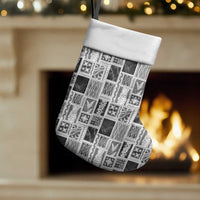 Vintage Aloha Block Quilt Christmas Stocking Black Inspired Lei Motifs - Polynesian Pride