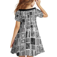 Vintage Aloha Block Quilt Family Matching Long Sleeve Bodycon Dress and Hawaiian Shirt Black Inspired Lei Motifs LT9 - Polynesian Pride