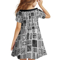 Vintage Aloha Block Quilt Family Matching Off The Shoulder Long Sleeve Dress and Hawaiian Shirt Black Inspired Lei Motifs LT9 - Polynesian Pride