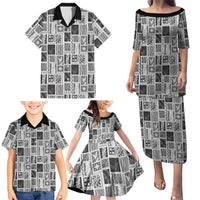 Vintage Aloha Block Quilt Family Matching Puletasi and Hawaiian Shirt Black Inspired Lei Motifs LT9 - Polynesian Pride