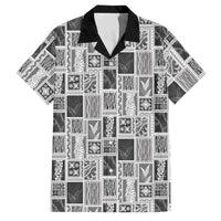 Vintage Aloha Block Quilt Family Matching Puletasi and Hawaiian Shirt Black Inspired Lei Motifs LT9 Dad's Shirt - Short Sleeve Black - Polynesian Pride