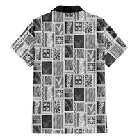 Vintage Aloha Block Quilt Hawaiian Shirt Black Inspired Lei Motifs - Polynesian Pride