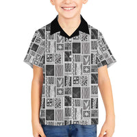 Vintage Aloha Block Quilt Hawaiian Shirt Black Inspired Lei Motifs - Polynesian Pride