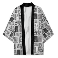 Vintage Aloha Block Quilt Kimono Black Inspired Lei Motifs - Polynesian Pride